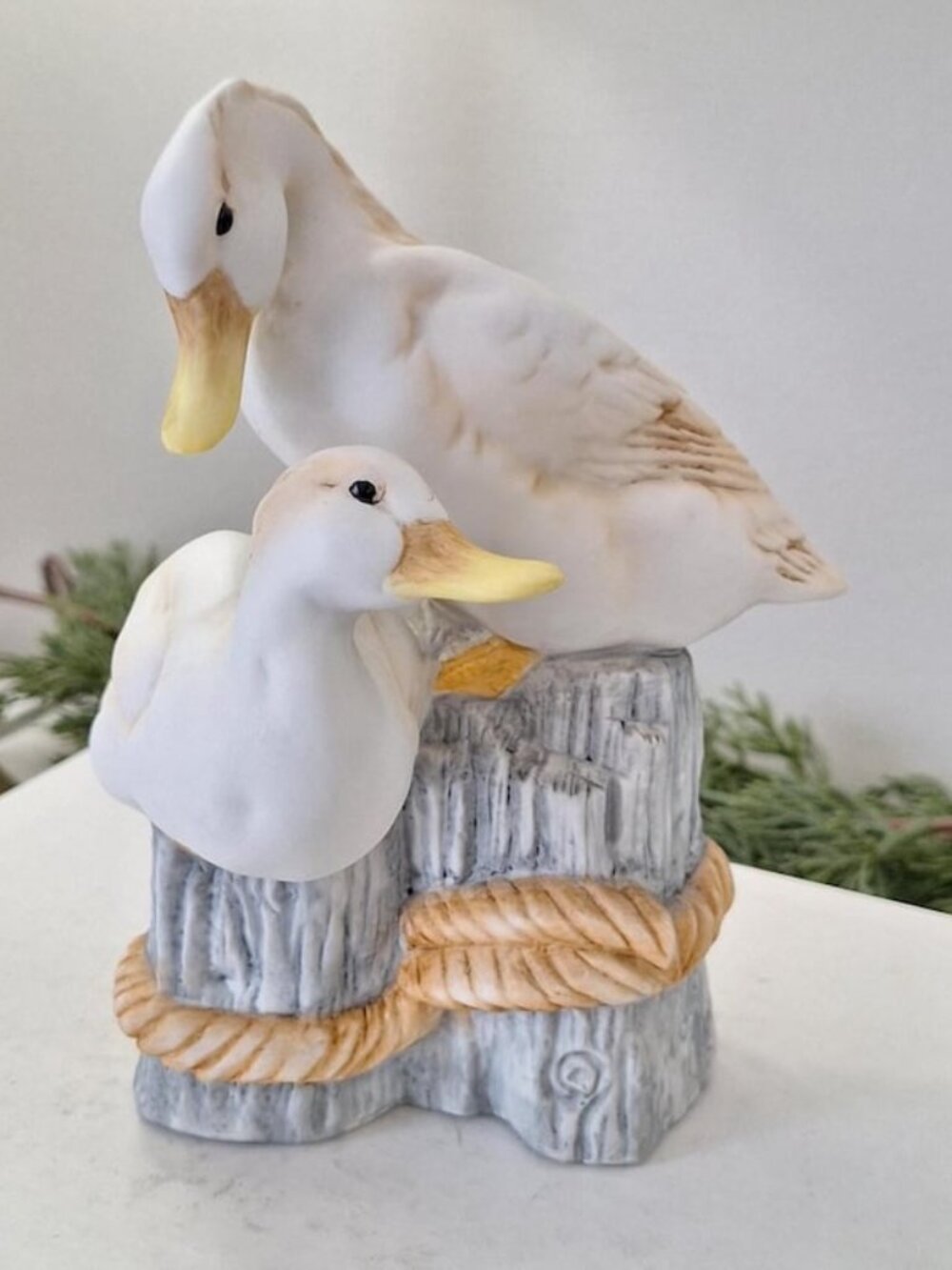 Vintage Duck statue figurine white bird sculpture